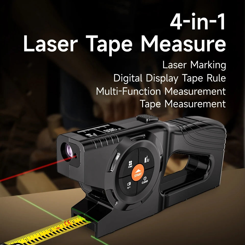 Aicevoos 4-in-1 Laser Tape Measure & Distance Meter with Digital LCD Display