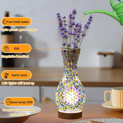 Alureon - Moroccan Handmade Glass LED Vase Lamp