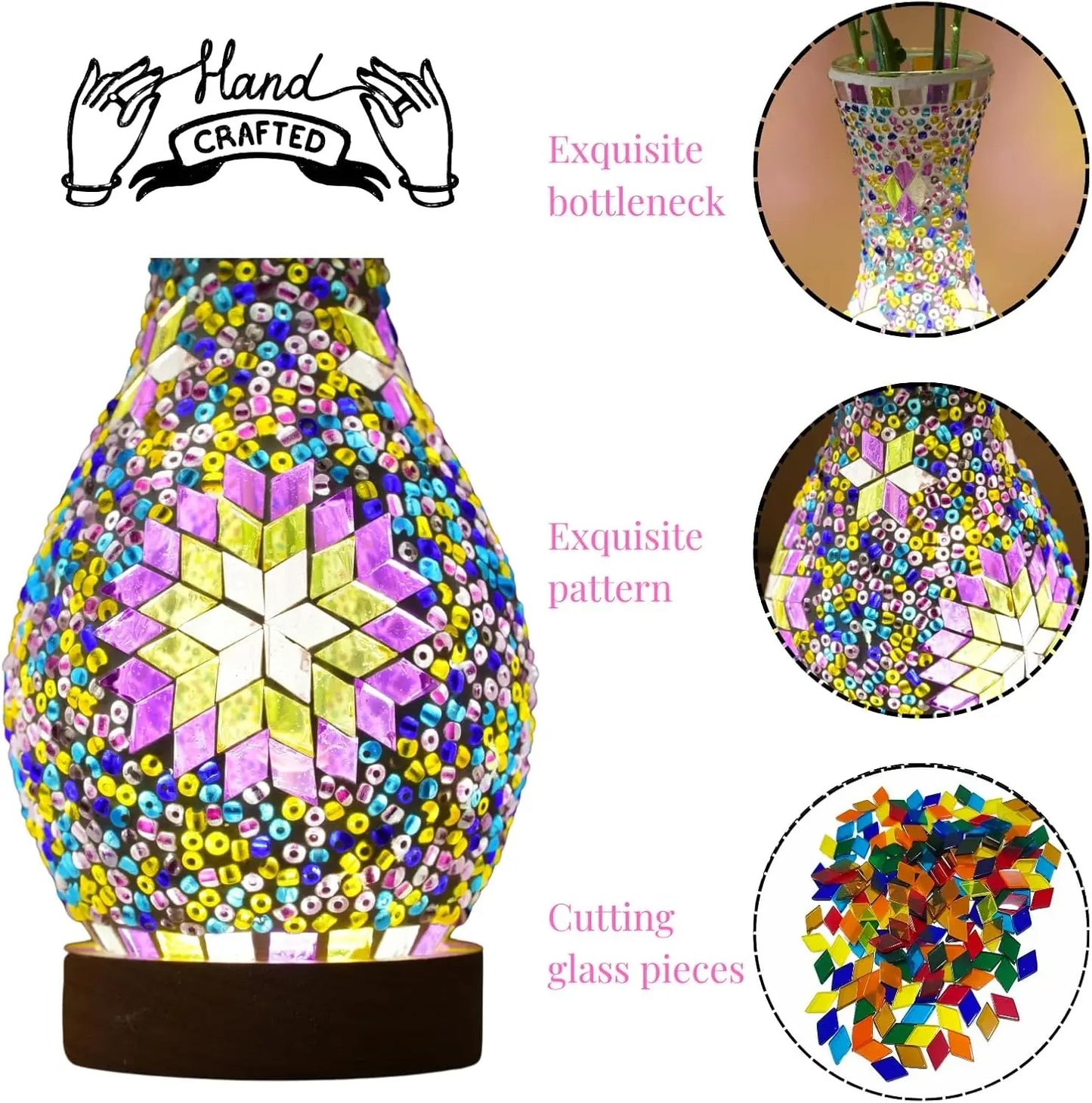 Alureon - Moroccan Handmade Glass LED Vase Lamp