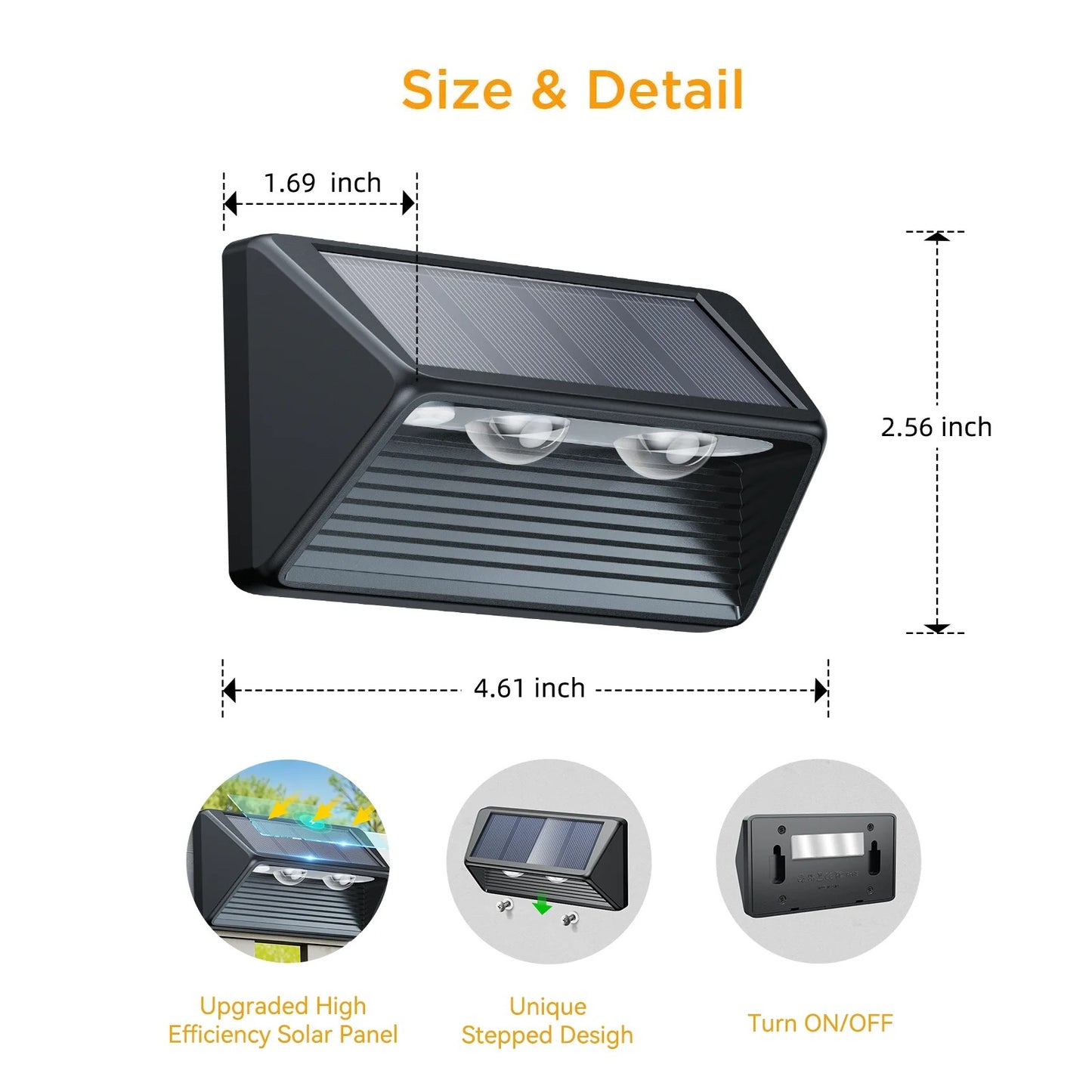 AuraDeck - Solar Fence Lights Convex Lensed LED Outdoor Lighting