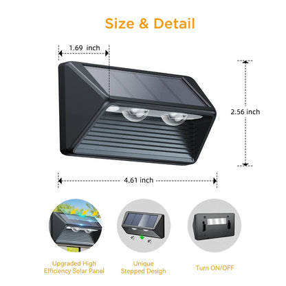 AuraDeck - Solar Fence Lights Convex Lensed LED Outdoor Lighting