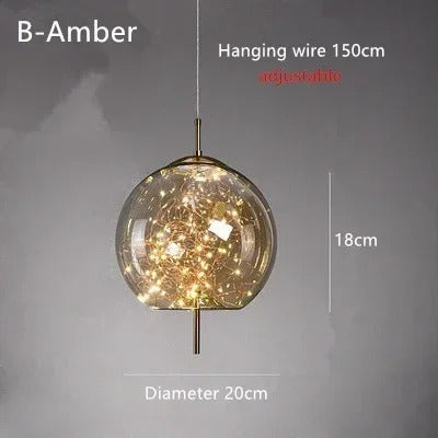 LumiDecor - Nordic Glass Bedside Pendant Light – Artistic Star-Inspired Lamp
