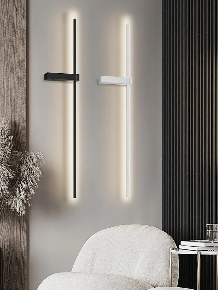 Black Long Strip Wall Lamp - Modern Minimalist LED Wall Light for Bedroom Bedside Decor