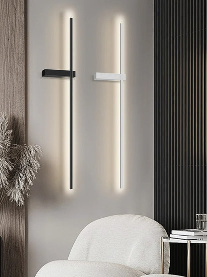 Black Long Strip Wall Lamp - Modern Minimalist LED Wall Light for Bedroom Bedside Decor