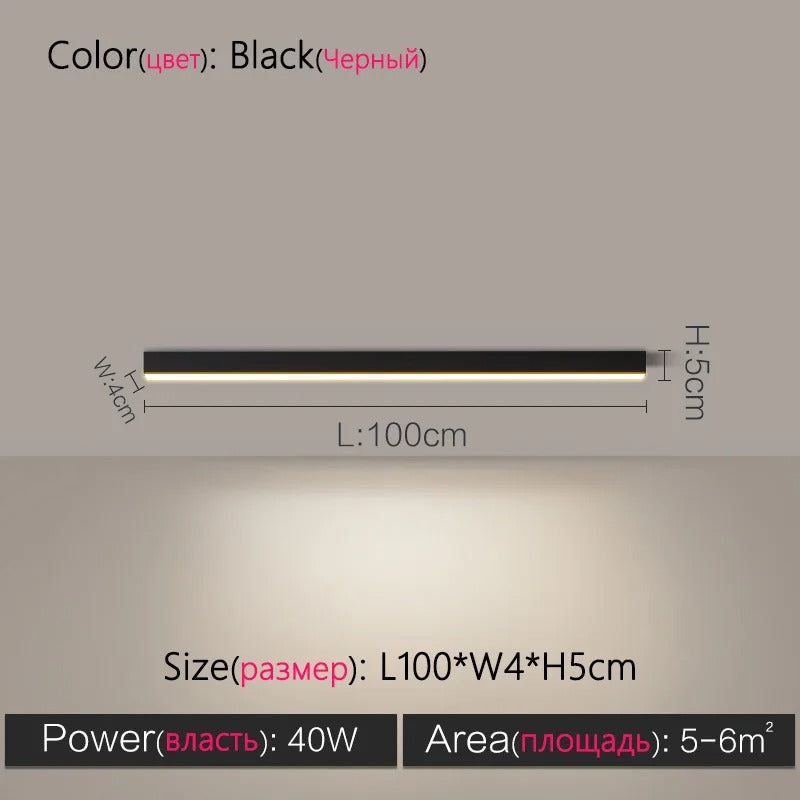 Modern Long Strip LED Ceiling Light - Surface Mounted Minimalist Aisle Lamp for Living Room & Bedroom
