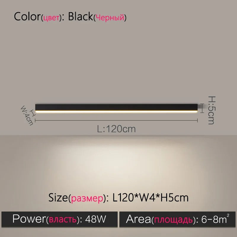 Modern Long Strip LED Ceiling Light - Surface Mounted Minimalist Aisle Lamp for Living Room & Bedroom