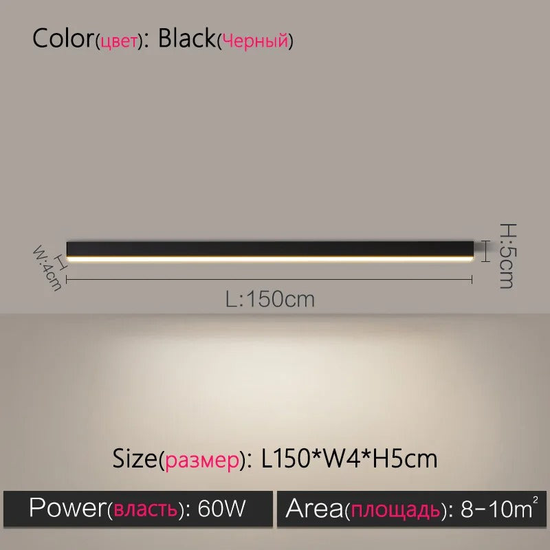 Modern Long Strip LED Ceiling Light - Surface Mounted Minimalist Aisle Lamp for Living Room & Bedroom