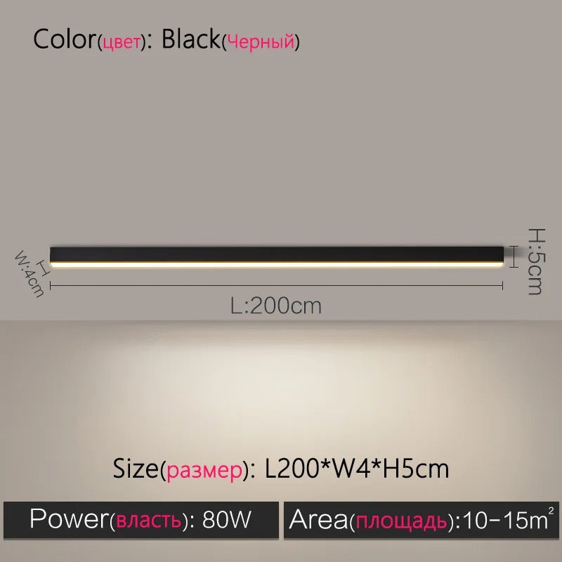 Modern Long Strip LED Ceiling Light - Surface Mounted Minimalist Aisle Lamp for Living Room & Bedroom