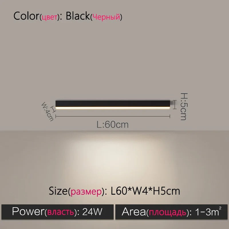 Modern Long Strip LED Ceiling Light - Surface Mounted Minimalist Aisle Lamp for Living Room & Bedroom