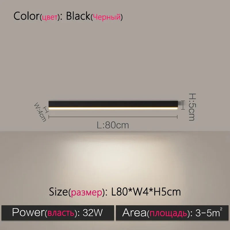 Modern Long Strip LED Ceiling Light - Surface Mounted Minimalist Aisle Lamp for Living Room & Bedroom