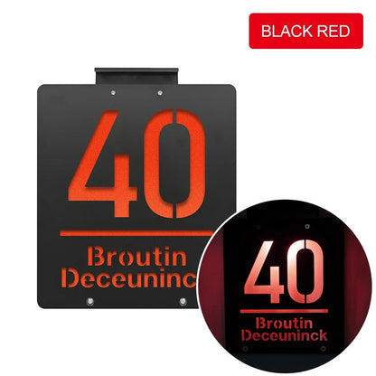 Customized 3D Solar Outdoor Door Plate - Personalized LED Light Illuminated House Number & Address Sign
