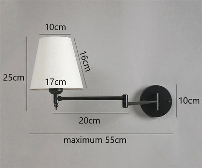 Nordic Style LED Folding Wall Lamp with Rotating Arm for Bedroom & Study