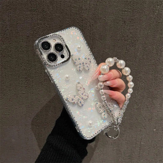Bling Butterfly & Pearl iPhone Case