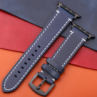 LuxeCraft - Genuine Leather Watch Strap for Apple Watch Series SE & 4–7