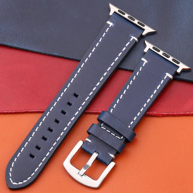 LuxeCraft - Genuine Leather Watch Strap for Apple Watch Series SE & 4–7