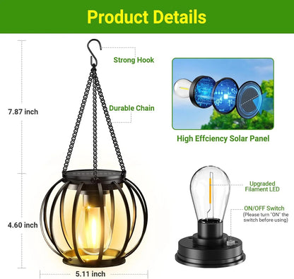 BrightGlow - Hanging Solar Lights Outdoor Decor Waterproof