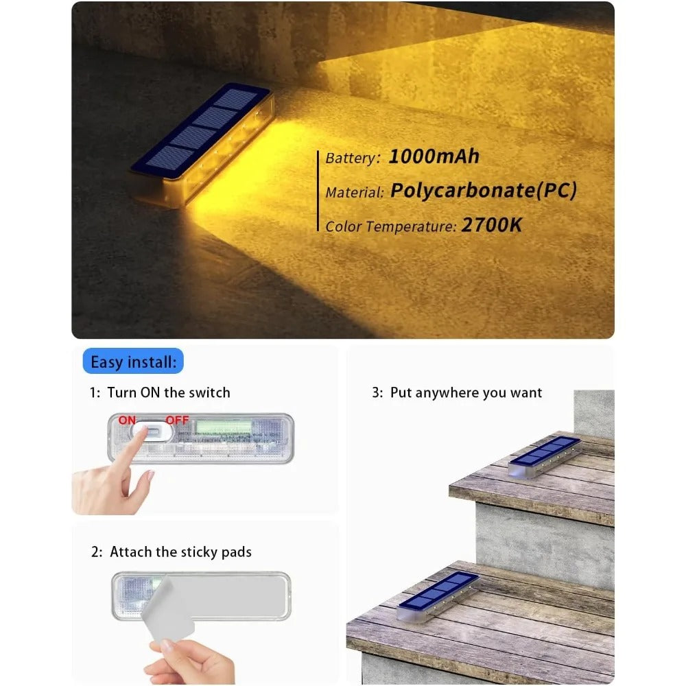 BrightGuard - LED Solar Stair Step Lights Outdoor Waterproof