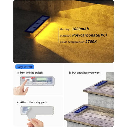BrightGuard - LED Solar Stair Step Lights Outdoor Waterproof
