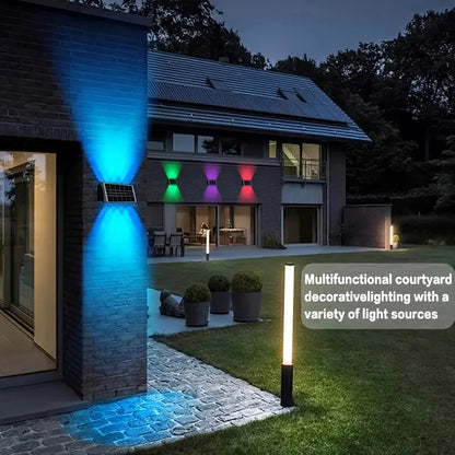 Bright Solar Lights for Walls, 8-LED RGB Outdoor Waterproof Up/Down Accent Lighting