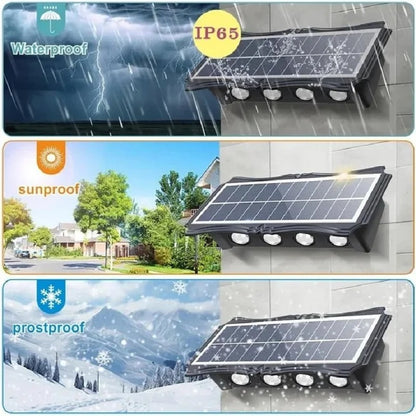 Bright Solar Lights for Walls, 8-LED RGB Outdoor Waterproof Up/Down Accent Lighting