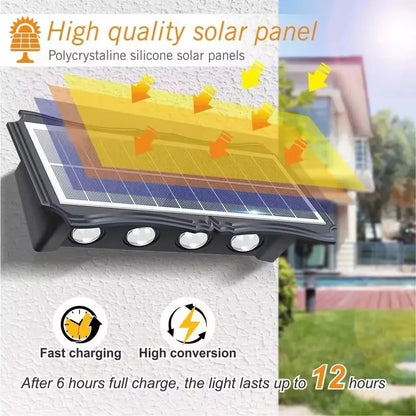 Bright Solar Lights for Walls, 8-LED RGB Outdoor Waterproof Up/Down Accent Lighting