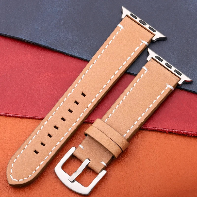 LuxeCraft - Genuine Leather Watch Strap for Apple Watch Series SE & 4–7