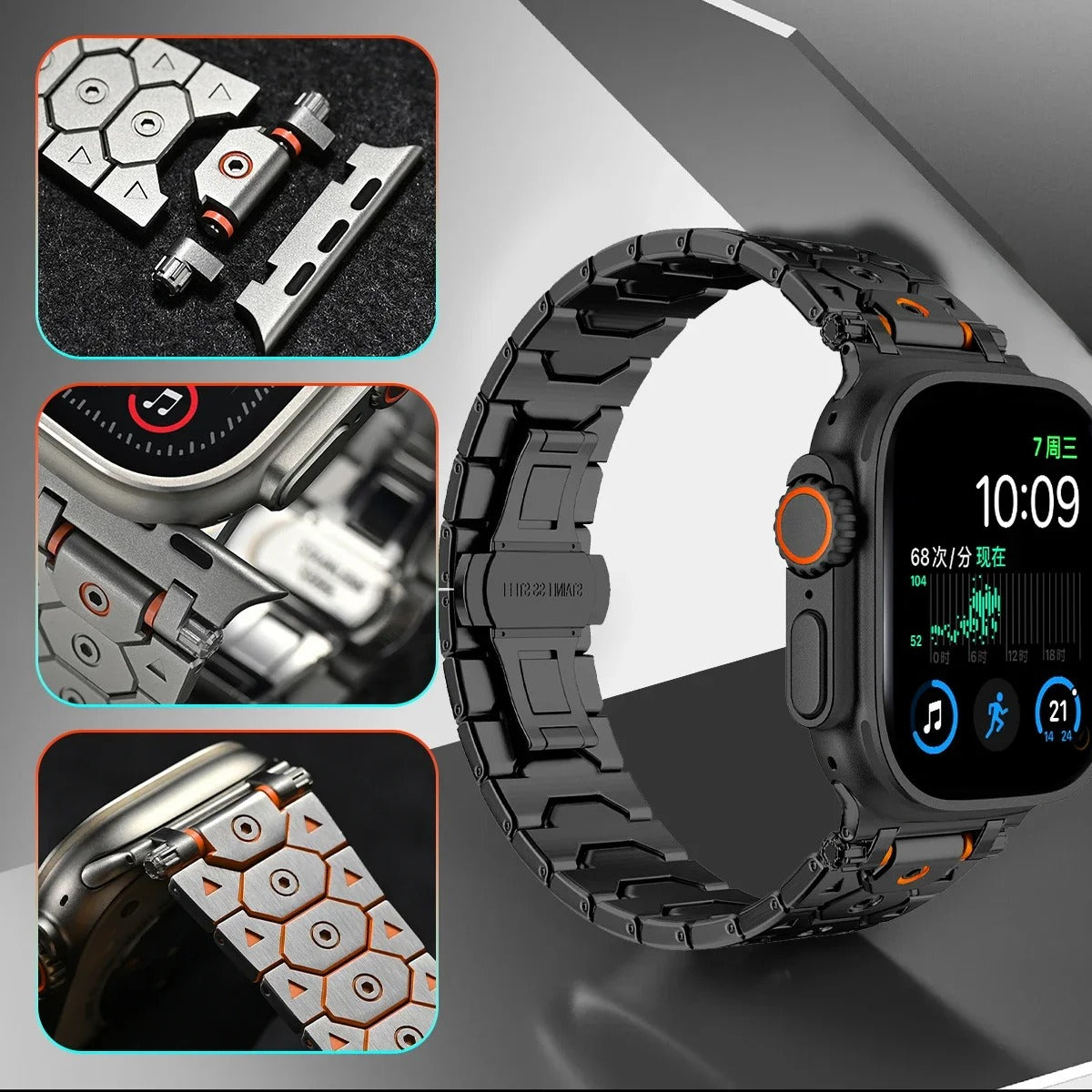 Chronos Links - Titanium Steel Watch Strap for Apple Watch (42–49mm)