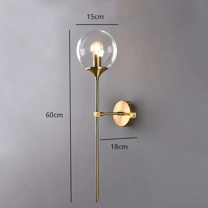 LumiStyle - Modern LED Glass Ball Pendant Light Gold Retro Ceiling Fixture