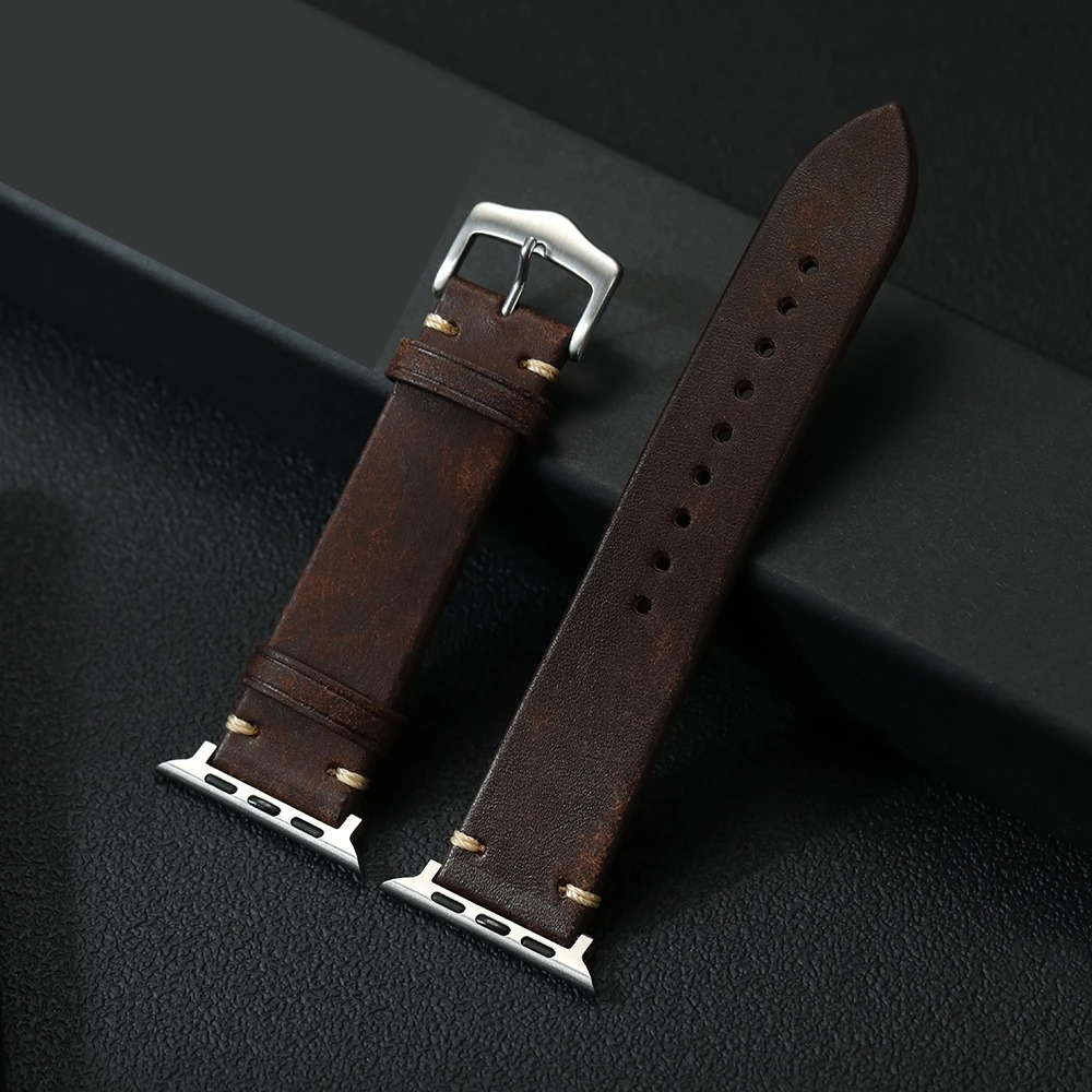 TimeCraft Retro Genuine Leather Strap for Apple Watch