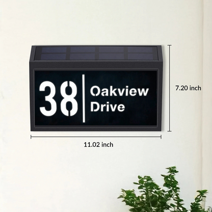 Custom House Sign with Solar LED Backlight - Outdoor Address Plaque & Street Name Plate