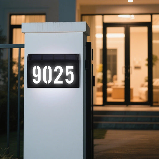 Custom House Sign with Solar LED Backlight - Outdoor Address Plaque & Street Name Plate