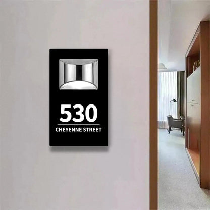 Custom Solar LED House Number Sign - Personalized UV Printed, Illuminated, Waterproof Outdoor Wall Door Sign