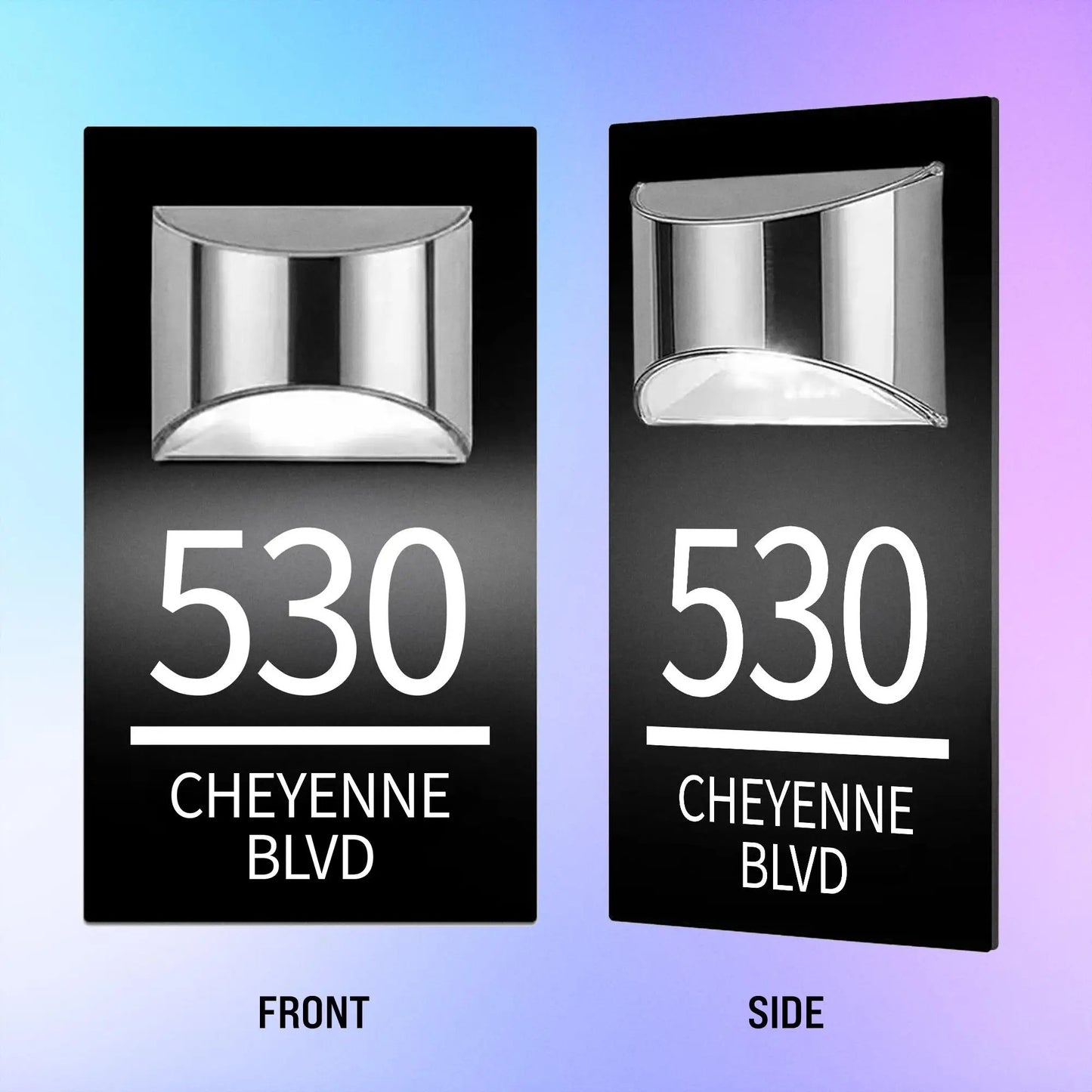Custom Solar LED House Number Sign - Personalized UV Printed, Illuminated, Waterproof Outdoor Wall Door Sign
