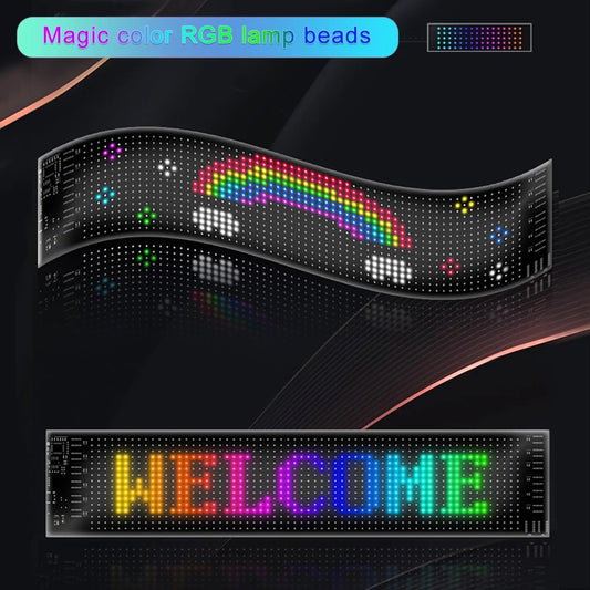 Customizable Car LED Sign - Flexible RGB Display with Bluetooth App Control, DIY Programmable Message Screen