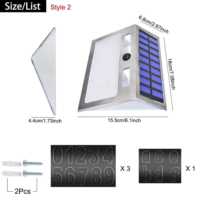 Customizable Solar House Number Light - Stainless Steel 200LM LED with Motion Sensor for Home Garden Door