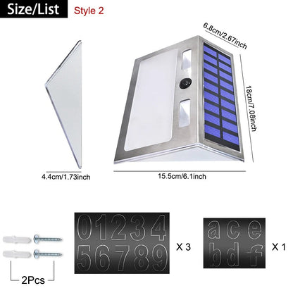 Customizable Solar House Number Light - Stainless Steel 200LM LED with Motion Sensor for Home Garden Door