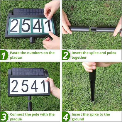 Customizable Solar House Number Sign - Waterproof LED Illuminated for Outdoor Home, Yard, Street