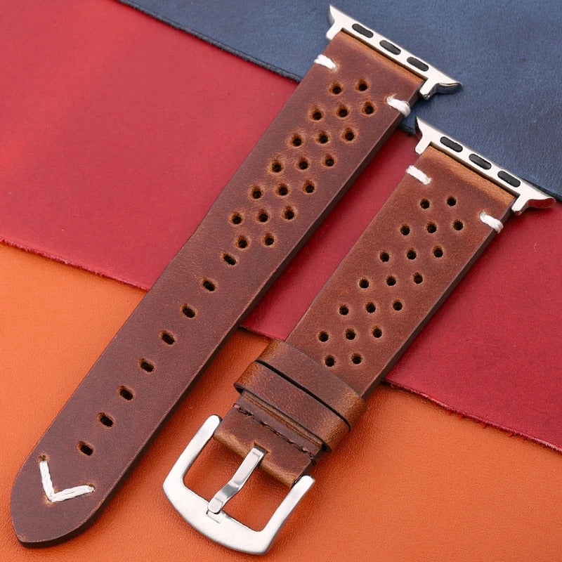 LuxeCraft - Genuine Leather Watch Strap for Apple Watch Series SE & 4–7