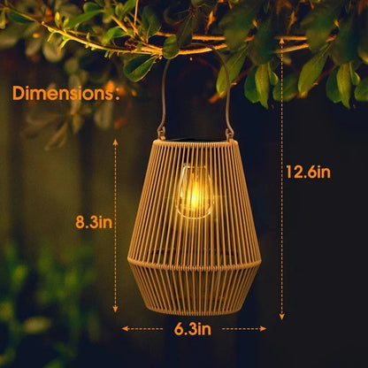 Decorative Outdoor Solar Lamps Portable | Woven Lantern Style LED Light for Table & Hanging