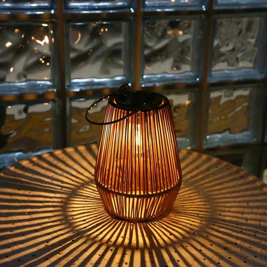 Decorative Outdoor Solar Lamps Portable | Woven Lantern Style LED Light for Table & Hanging