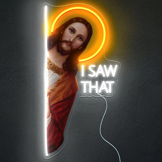 DivineGlow - Jesus Christ LED Neon Sign "I Saw That" with Dimmable Light for Wall Decor