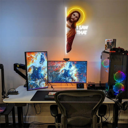 DivineGlow - Jesus Christ LED Neon Sign "I Saw That" with Dimmable Light for Wall Decor