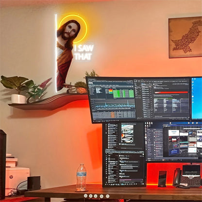 DivineGlow - Jesus Christ LED Neon Sign "I Saw That" with Dimmable Light for Wall Decor