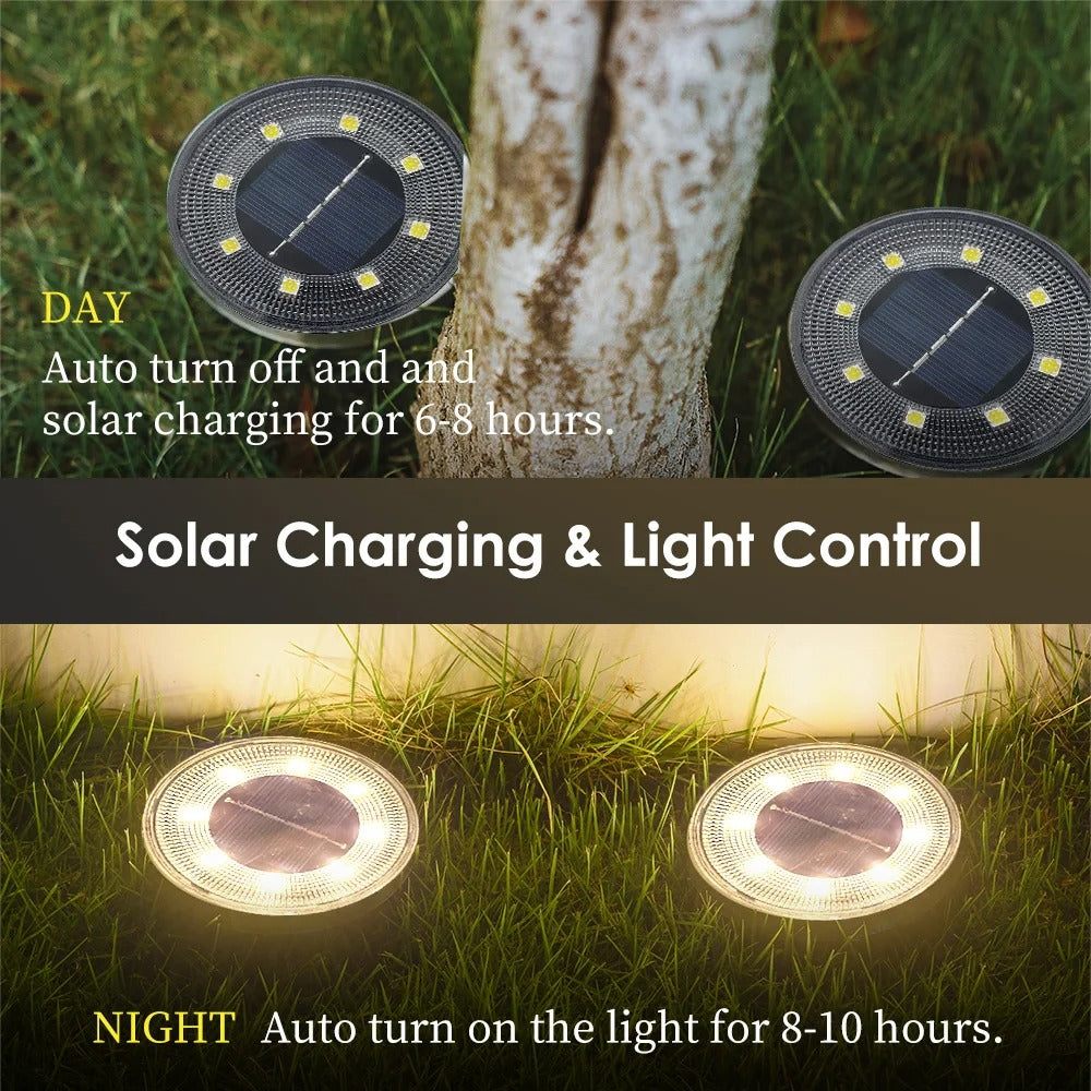 EcoGlow Solar Ground Lights - IP68 Waterproof LED Outdoor Lighting