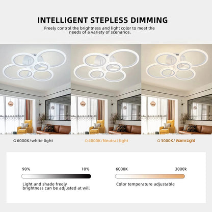 EleganceGlow Modern LED Ring Chandelier Ceiling Light Dimmable Gold Finish