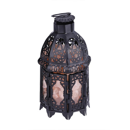 Elegant Aura - Natural Crystal Salt Lamp with Vintage Iron Frame