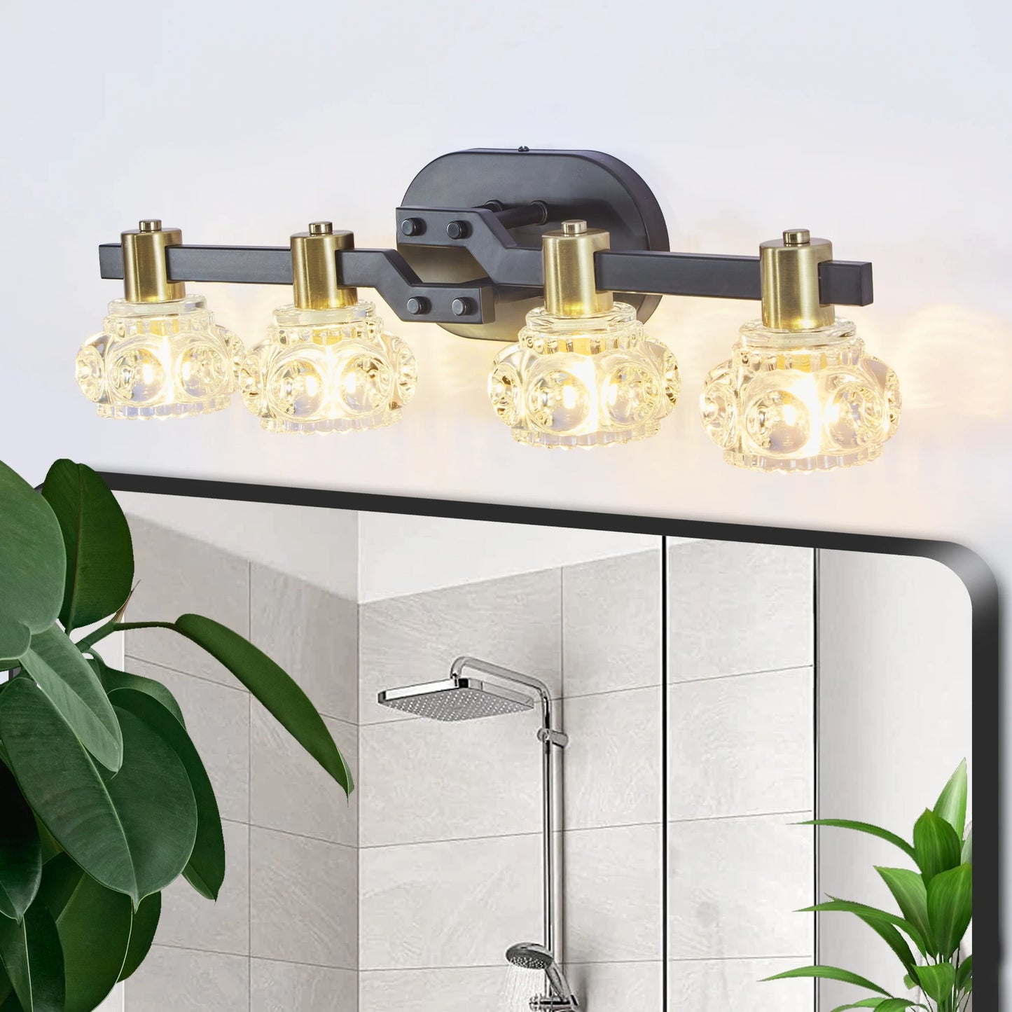 Eleganza - Vintage 4-Light Crystal Wall Sconce with Black Iron Finish