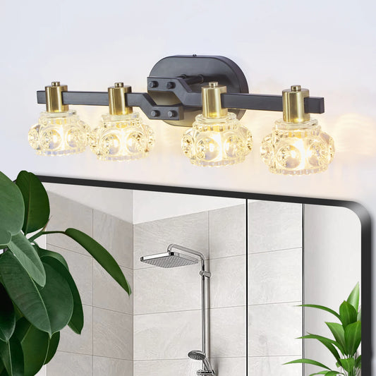 Eleganza - Vintage 4-Light Crystal Wall Sconce with Black Iron Finish
