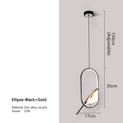 WhimsyNest Magpie Bird LED Pendant Light for Bedroom