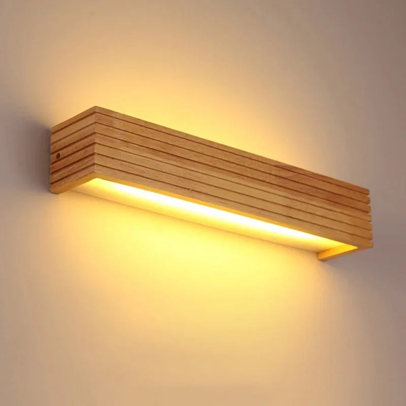 EmberGlow - Modern Wood LED Wall Lamp for Bedroom & Living Room